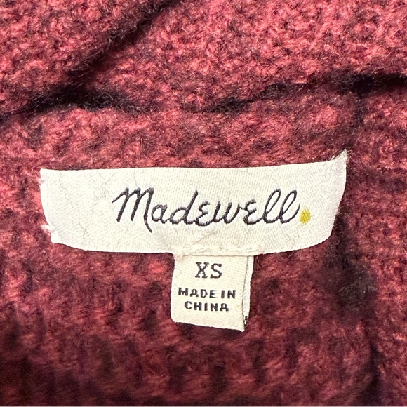 Madewell size XS Women’s Maroon Cotton/Wool Side Button Turtleneck Sweater - Picture 7 of 8